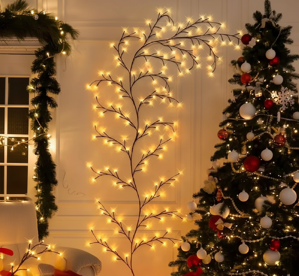 96-LED Willow Vine Fairy Light | USB/Solar Powered Decorative Wall Light for Room, Wedding & Christmas