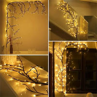 Usb/Solar Powered 96Leds Flexible Willow Vine Light for Wedding Party Christmas Decor for Indoor Room Home Wall Fairy Light