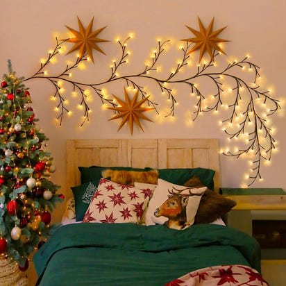 Usb/Solar Powered 96Leds Flexible Willow Vine Light for Wedding Party Christmas Decor for Indoor Room Home Wall Fairy Light