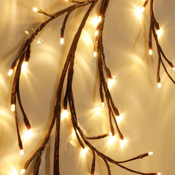 Usb/Solar Powered 96Leds Flexible Willow Vine Light for Wedding Party Christmas Decor for Indoor Room Home Wall Fairy Light