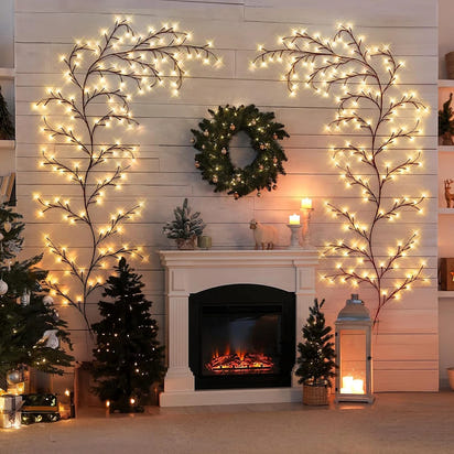 Usb/Solar Powered 96Leds Flexible Willow Vine Light for Wedding Party Christmas Decor for Indoor Room Home Wall Fairy Light