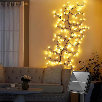 Usb/Solar Powered 96Leds Flexible Willow Vine Light for Wedding Party Christmas Decor for Indoor Room Home Wall Fairy Light